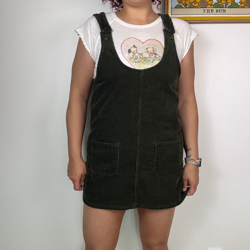 Blue Spice Hunter Green corduroy overall dress size Large